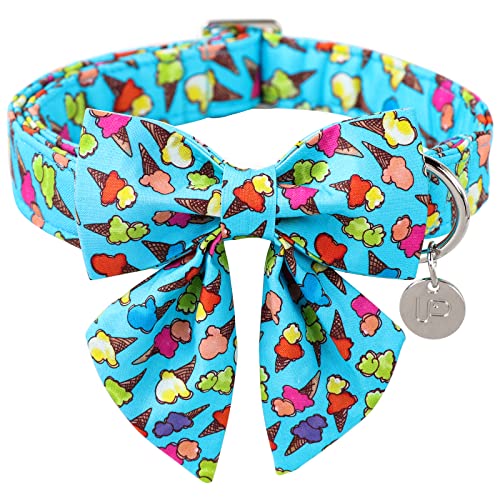 UP URARA PUP Sommer Hundehalsband mit Fliege, Baumwolle Niedlich Bowtie Hundehalsband, Sommer Fliege Halsband für Welpen Junge Mädchen Hund oder Katze, Bequemes Blau Hundehalsband mit Metallschnalle, XS, Halsumfang 20,3-30,5 cm von UP URARA PUP