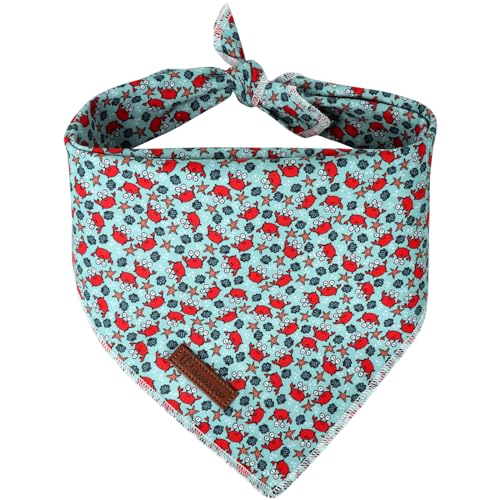 UP URARA PUP Sommer-Hundehalstuch, niedliches Haustier-Bandana mit Krabbenmuster, verstellbar, blau, für Welpen, Hunde, Katzen, waschbar, dreieckig, für Jungen, Mädchen, Hunde oder Katzen von UP URARA PUP