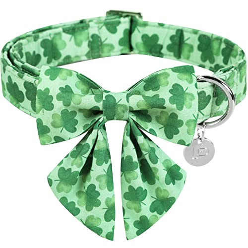 UP URARA PUP St. Patrick's Day Hundehalsband mit Fliege, Baumwolle St. Patrick's Day Fliege Halsband für X-Large Girl Boy Dog, XL, Halsumfang 40.6-66 cm von UP URARA PUP