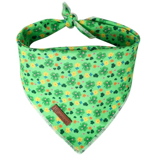 UP URARA PUP St. Patrick's Day Hunde/Katzentuch, Kleeblatt, Dreieckstuch für kleine/mittelgroße Haustiere, Baumwolle, Grün, Bandana für Mädchen/Jungen, Hunde oder Katzen von UP URARA PUP