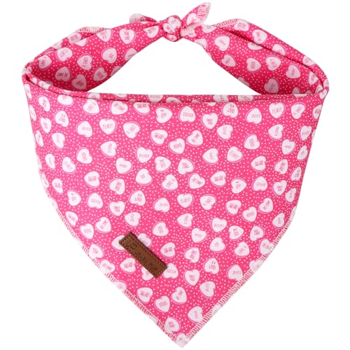 UP URARA PUP Valentine Dog Bandana, Pink Heart Triangle Bid Scarf for Small Medium Dog, Cotton Pet Halstuch for Girl Boy Dogs or Cats, Red Dog Bandana, Cute Adorable Puppy Bandana von UP URARA PUP