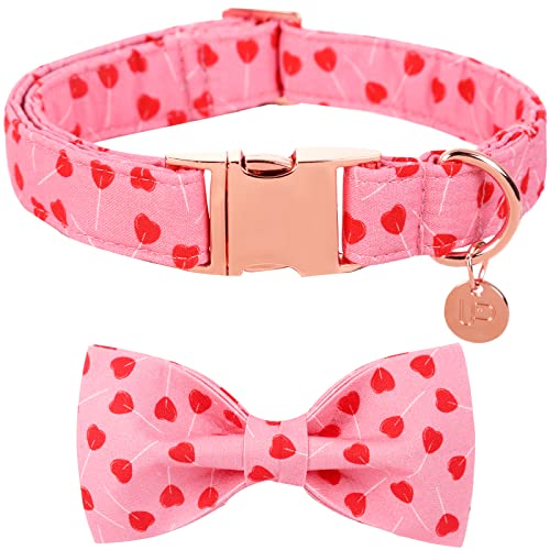 UP URARA PUP Valentinstag Hundehalsband mit Fliege, Valentinstag Fliege Halsband X-Large Mädchen Hund, Valentinstag & Hochzeit Geschenk Haustier Halsband, XL, Hals 40.6-66 cm von UP URARA PUP