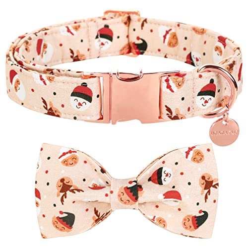 UP URARA PUP Weihnachten Hundehalsband mit Fliege, Baumwolle Weihnachten Fliege Halsband für X-Large Mädchen Junge Hund, XL, Halsumfang 40.6-66 cm von UP URARA PUP