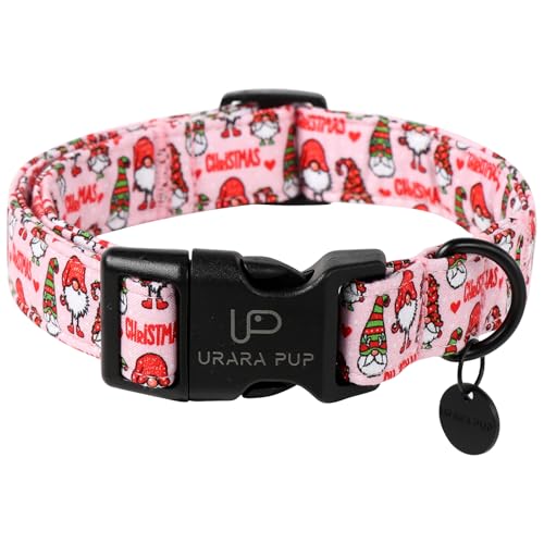 UP URARA PUP Weihnachts-Hundehalsband, Baumwolle, Rosa, Weihnachtshalsband für mittelgroße Mädchen und Jungen, bequemes Hundehalsband mit robuster Schnalle, bezauberndes Haustierhalsband, XS, von UP URARA PUP