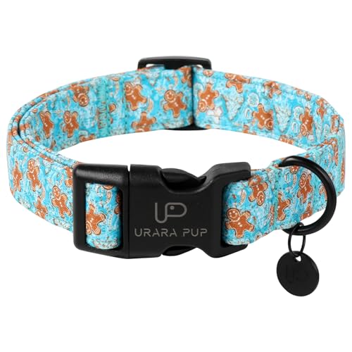 UP URARA PUP Weihnachts-Hundehalsband, verstellbar, Lebkuchen-Halsband, Weihnachts-Welpenhalsband für kleine, mittelgroße und große Hunde, XS, Halsumfang 20,3–30,5 cm von UP URARA PUP