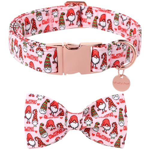 UP URARA PUP Weihnachts-Hundehalsband mit Fliege, Baumwolle, Weihnachtsfliege, Halsband für mittelgroße Mädchen, Jungen, Hunde, bequemes Hundehalsband mit robuster Metallschnalle, bezauberndes von UP URARA PUP