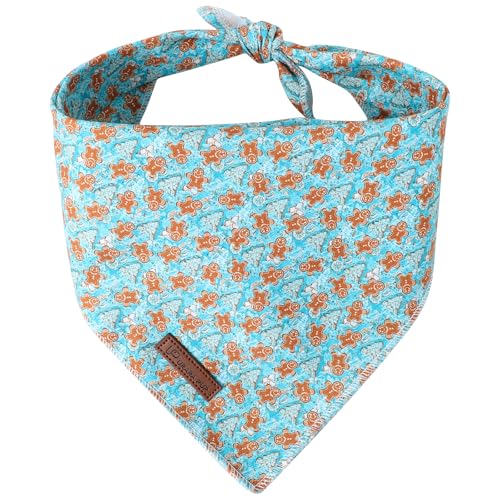 UP URARA PUP Weihnachts-Hundehalstuch, Dreieckstuch mit Lebkuchenmann, Dreieckstuch für Mädchen, Jungen, Hunde, Baumwolle, Haustier-Halstuch, verstellbares Winter-Welpen-Bandana für kleine, von UP URARA PUP