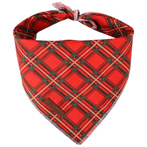 UP URARA PUP Weihnachts-Hundehalstuch, rotes Karomuster, Dreieckstuch für Mädchen, Jungen, Hunde, Baumwolle, Haustier-Halstuch, verstellbares Winter-Welpen-Bandana für kleine, mittelgroße und große von UP URARA PUP