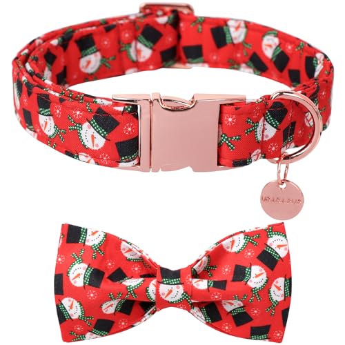 UP URARA PUP Weihnachtshalsband mit Fliege, Weihnachtshalsband für Welpen, Mädchen, Jungen, Hund oder Katze, Fliege Hundehalsband mit robuster Metallschnalle, niedliches Haustierhalsband, Größe M, von UP URARA PUP