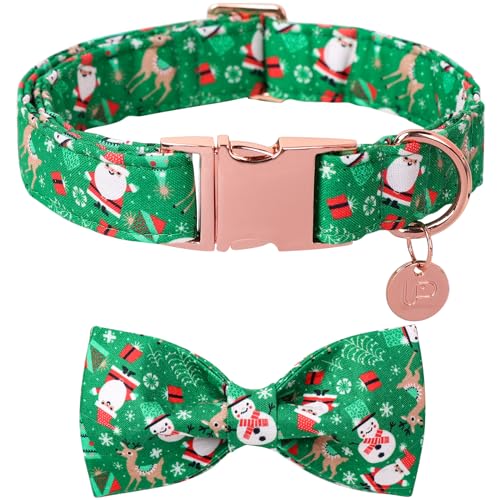 UP URARA PUP Weihnachtshalsband mit Fliege, Weihnachtshalsband für Welpen, Mädchen, Jungen, Hund oder Katze, Fliege Hundehalsband mit robuster Metallschnalle, niedliches Haustierhalsband, Größe M, von UP URARA PUP