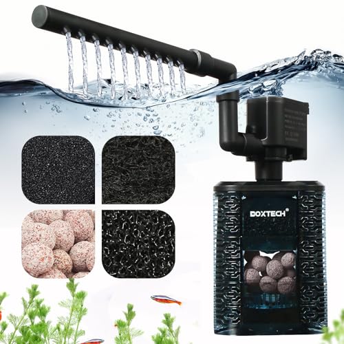 UPETTOOLS Aquariumfilter, 20-40 Gallonen, ultra-leiser Doppelschwammfilter mit Wasserpumpe, 4-lagige Filtration von UPETTOOLS