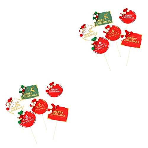 UPKOCH 12 STK Weihnachtsfeierdekorationen Weihnachts-Cupcake-Picks Urlaub Cupcake Topper Weihnachtskuchen Picks Weihnachtskuchen Topper Feiertagskuchendekorationen Weihnachten Bommel von UPKOCH