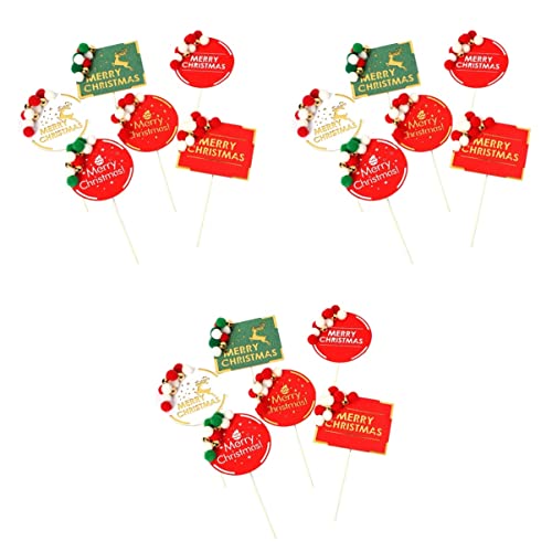 UPKOCH 18 STK Weihnachtliche Cupcake-Dekorationen Urlaub Weihnachts-Cupcake-Picks Weihnachtskuchen Picks Feiertagskuchendekorationen Weihnachtsdeko Quadratisches Zeichen Wenig Frisch von UPKOCH