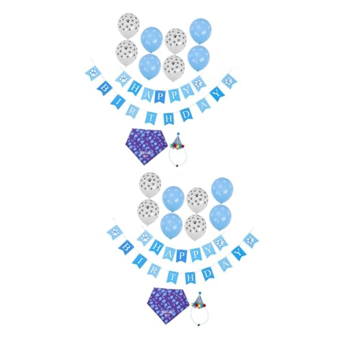 UPKOCH 2 Sätze Haustier Geburtstagsdekoration Hund Welpe Hoodies Kopftuch Haustiere Bogen Kappe Hüte Plüsch Kostüm Pom Verschleiß Bausatz Zusammenklappbar Dekorationen Pfote Stoff von UPKOCH