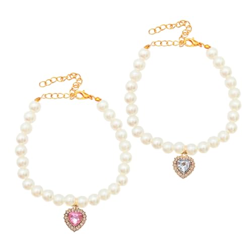 UPKOCH 2 Stück Perlenhalsband für Hunde und Katzen mit Herzanhänger Imitationsperlen Halskette Leichtes Komfortables Haustier Schmuckset für Geburtstag und Alltag UPKOCH 2 Stück Perlenhalsband für Hunde und Katzen mit Herzanhänger Imitationsperlen Halskette Leichtes Komfortables Haustier Schmuckset für Geburtstag und Alltag von UPKOCH