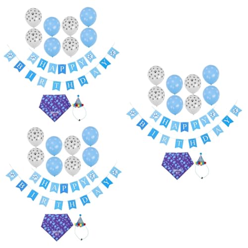 UPKOCH 3 Sätze Haustier Geburtstagsdekoration Welpe Kopftuch Verschleiß Hundemütze Hundeschuhe Haustierhut Hundefliege Hund Hüte Für Hunde Hundegeburtstagsmütze Hunde-leckerli Stoff von UPKOCH