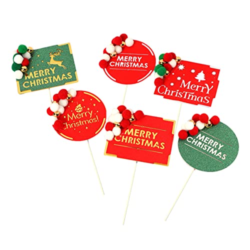 UPKOCH 6st Weihnachtliche Cupcake-Dekorationen Weihnachts-Cupcake-Picks Weihnachtskuchen Picks Urlaub Cupcake Topper Weihnachtskuchen Topper Weihnachtsdeko Weihnachten Pappbecher von UPKOCH