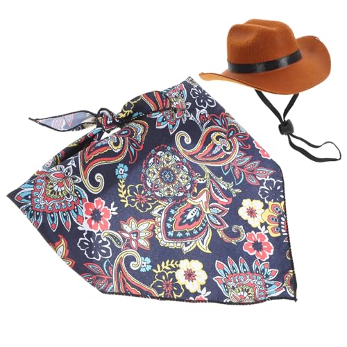 UPKOCH Vintage Hunde Hut und Bandana Leichtes Hundezubehör Lustige Kopfbedeckung und Halsband für Haustier Praktische Modisch für Drinnen und Draußen Braun UPKOCH Vintage Hunde Hut und Bandana Leichtes Hundezubehör Lustige Kopfbedeckung und Halsband für Haustier Praktische Modisch für Drinnen und Draußen Braun von UPKOCH