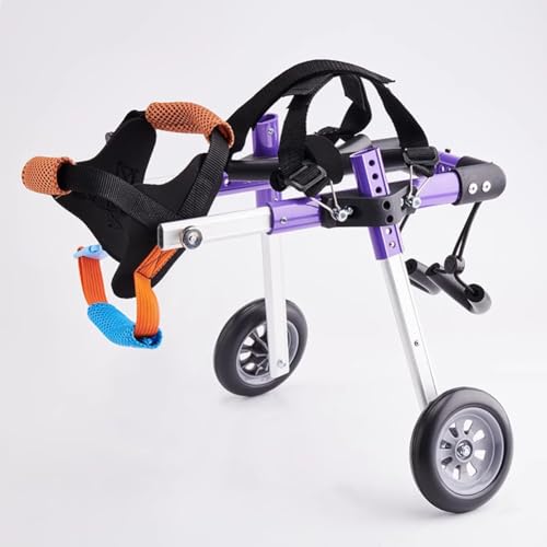 UPWONEC Hinterbein Behindertes Hund Rollstuhl, Zweirad-Pullwagen, Einstellbare Größe des Blattes Rollstuhl, Leichte Luftfahrt-Aluminiummaterial, Stoßdiebsreifen,S von UPWONEC