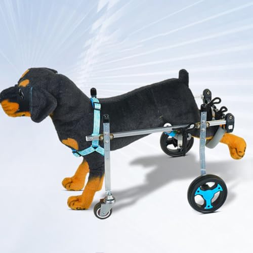 UPWONEC Hinterbein-Hund Rollstuhl, Hundewanderung Fahrzeug, Leichter Metallhund-Rollstuhl, Länge, Breite Und Höhenanpassung, Weiche Stütze Mit Gleichmäßiger Kraft,4wheels XXS von UPWONEC