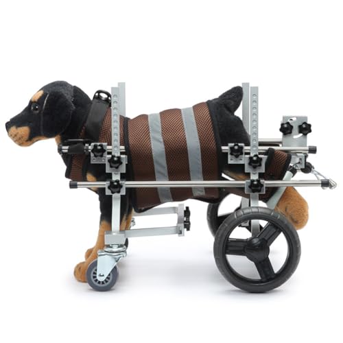 UPWONEC Hunde Walking Disability Cart, Ältere Hunderücker, Allradverstellbarer Hilfskarren Mit Karrengriff, Geeignet Für Hunde Mit Begrenzter Mobilität,Braun von UPWONEC