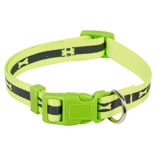 Hundehalsband, Nylon, verstellbar, Knochenmuster, fluoreszierend, Größe S, Gelb, 2 Größen von URBNLIVING