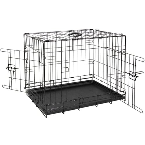 URBNLIVING 42 Zoll faltbare XL-Hundebox – robuste schwarze Metall-Transportbox und Trainingskäfig mit 2 abschließbaren Türen, abnehmbares, leicht zu reinigendes Tablett, rost- und von URBNLIVING