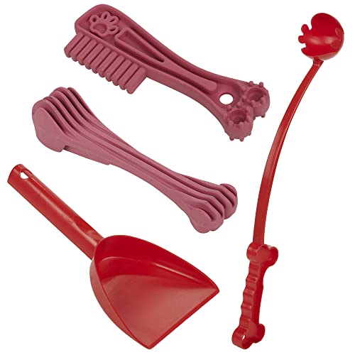 URBNLIVING Hundezubehör-Set, Kauknochen, Spielzeug, Zahnbürste, Spielzeug, Ballwerfer, Futterschaufel, Leckerli-Halter für aggressive Kauer und Apportiertraining (Rosa) von URBNLIVING