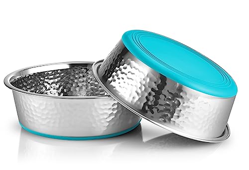 URBUDDIES Hundenäpfe aus gehämmertem Edelstahl, 11 Tassen, türkiser Boden, 2 Stück URBUDDIES Hundenäpfe aus gehämmertem Edelstahl, 11 Tassen, türkiser Boden, 2 Stück von URBUDDIES