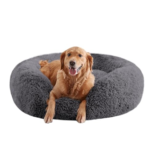 URGVANZ PET Beruhigende Hundebetten für große Hunde, Kunstpelz Donut Cuddler Hundebett Rundes Flauschiges Kissen, waschbares Haustierbett für Hunde bis zu 80 Pfund, 86,4 cm von URGVANZ PET