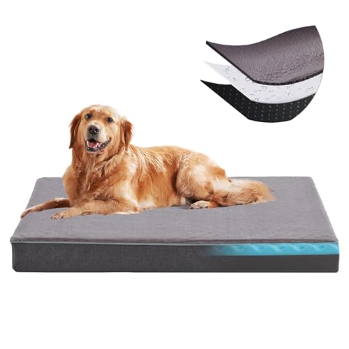 URGVANZ PET Momery Schaumstoff-Hundebett, Hundebetten für große Hunde, orthopädisches Plüsch-Hundebett für ältere und arthritische Hunde, wasserdichtes Futter, 104 cm von URGVANZ PET