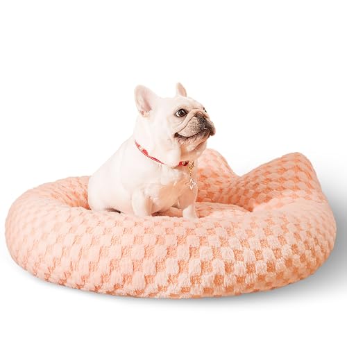 Donut Katzenbett für kleine Hunde, abnehmbarer und waschbarer Hundebettbezug, gemütliches, weiches, rundes Katzenbett, Katzenbett für Indoo, R Katzen für kleine, mittelgroße Hunde und Katzen (Orange, von URPET