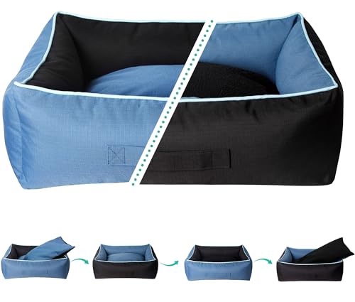 Hundebett für große Hunde, orthopädisches Hundebett, 600D-Oxford-Gewebe, waschbares Hundebett für alle Jahreszeiten, Memory-Schaum, XL-Hundebett mit abnehmbarem Reißverschluss, Blau, 94 cm L x 76,2 cm von URPET