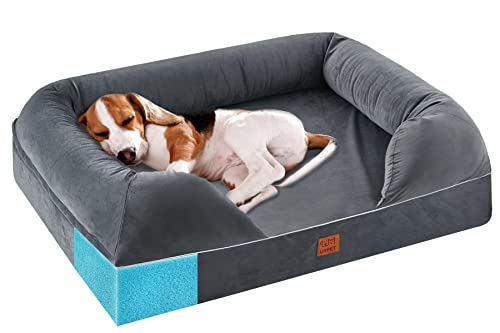 Kleines Hundebett, Memory-Schaum, URPET, orthopädische Hundebetten für mittelgroße, extra große und Jumbo-Hunde, wasserdichtem Futter und strapazierfähigem Reißverschluss (grau, 50x63 cm) von URPET