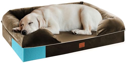 URPET Orthopädisches Hundebett für extra große Hunde – XL, waschbares Hunde-Couch-Bett, Memory-Schaum, Haustier-Sofabett mit wasserdichtem Futter und abnehmbarem Reißverschlussbezug, rutschfeste von URPET