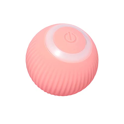 URPIZY Katzenspielzeug Interaktiver Ball, Katzenball mit LED-Licht, USB wiederaufladbar, für 360° selbstdrehende elektrische Ball Haustierspielzeug, bewegliches Spielzeug für Übungen (Rosa) von URPIZY