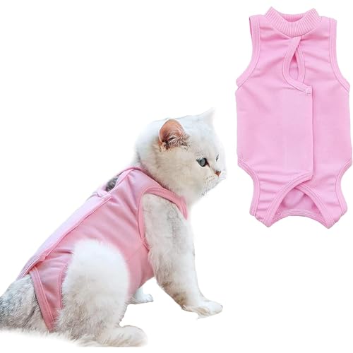 URROMA 1 Pack rosa Katze Recovery Suit Soft Breathable Cat Recovery Kleidung E-Collar Cat Wundchirurgie Erholung Anzug nach Operationen Tragen für Katzen Kätzchen, M von URROMA