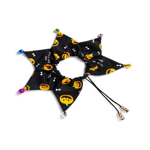 Speichel-Handtuch mit Halloween-Aufdruck, buntes Halsband mit kleinen Glocken, verstellbares Katzen-Bandana, Welpenhalsband, Katzenzubehör von URTERYSER