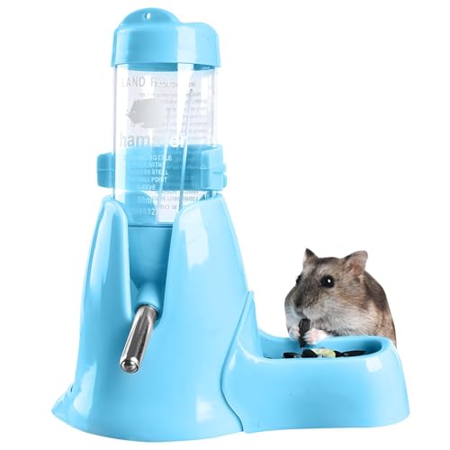 Hamster Drinking Bottle 80 ml, 3-in-1 Automatic Water Drinking Dispenser, Feeding Bowl, Floor Cave, Rabbit Drinking Bottle with Holder for Chinchilla, Guinea Pigs, Hedgehog, Squirrel von USYSGT