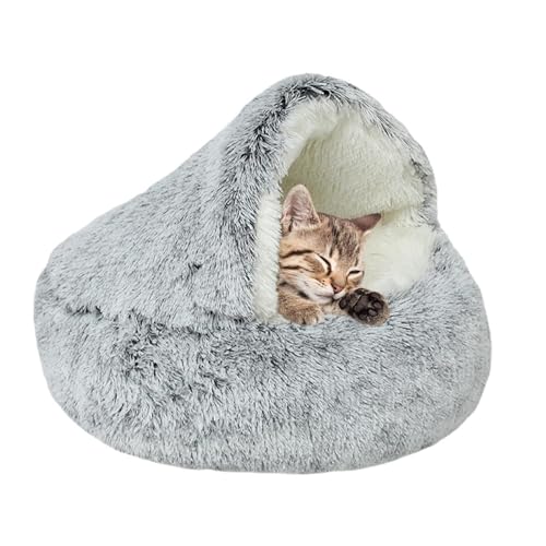 USYSGT Soothing Bed for Cats, Fluffy Washable Plush Cat Bed Cat Sleeping Area Half Closed Puppy Bed Pet Bed Warm Doughnut Cat Bed for Cats Bunny Diameter 40 cm von USYSGT