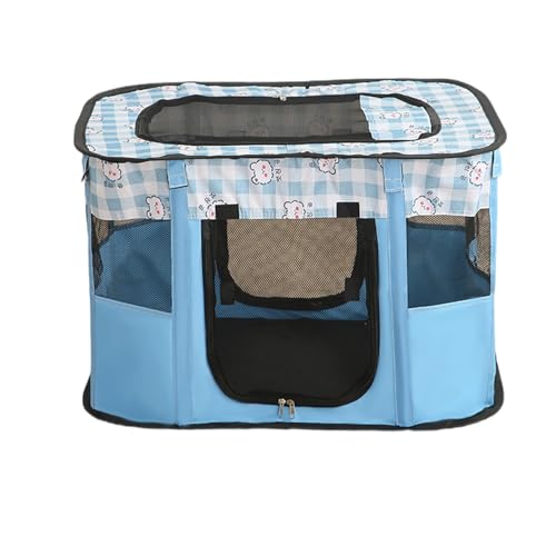 Welpenlaufstall, Faltbarer Laufstall für Haustiere,Tragbare Haustier Hund Laufstall, Welpenlaufstall/Tierlaufstall/Hundehütte/Welpenauslauf/Laufstall für Hunde/Katzenhaus/Zelt-Blue||80X60X55CM von USZXLLK