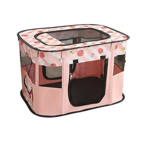 Welpenlaufstall, Faltbarer Laufstall für Haustiere,Tragbare Haustier Hund Laufstall, Welpenlaufstall/Tierlaufstall/Hundehütte/Welpenauslauf/Laufstall für Hunde/Katzenhaus/Zelt-pink||80X60X55CM von USZXLLK