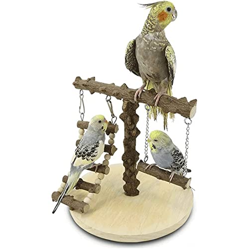 Vogelhaus Multifunktionaler Vogelspielständer mit Leiterschaukel, Erholungseinrichtungen für Haustiervögel, Vogelkäfig aus Holz für das Übungsspiel Heimtiercenter von UTMACH