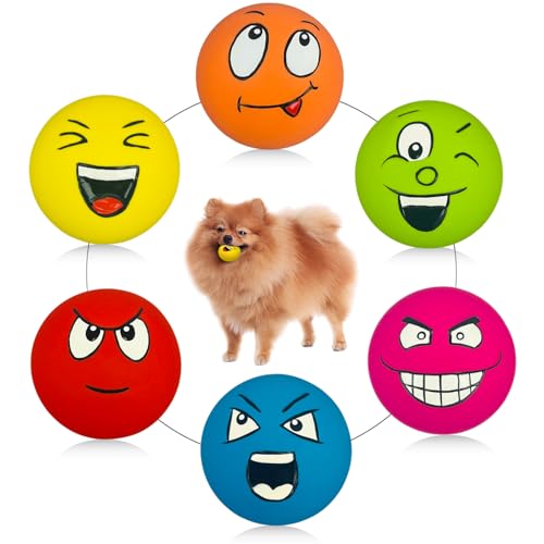 UTOMING Kleines Quietschendes Hundespielzeug für kleine Hunde, weiches Latex, quietschendes Spielzeug, flache quietschende Hundebälle für kleine Rassen, quietschendes Spielzeug, 6 Stück von UTOMING