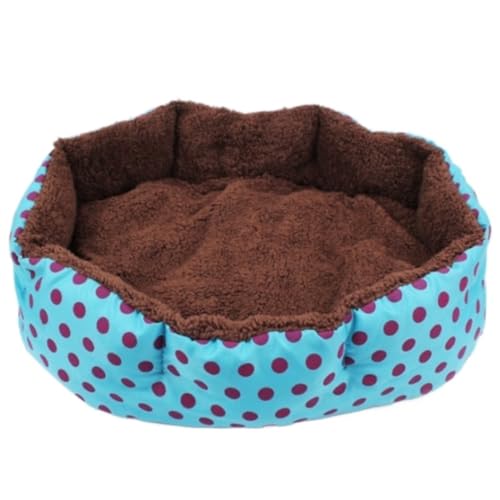 Hundebett Hundekorb Katzenbett Hundekörbchen Hunde- Und Katzenbett, Achteckiges Flanell-Wärme-Katzenbett Für Den Innenbereich, Waschbares, Weiches Haustier-Sofabett Haustierbett Hundesofa ( Color : Bl von UTOQIA