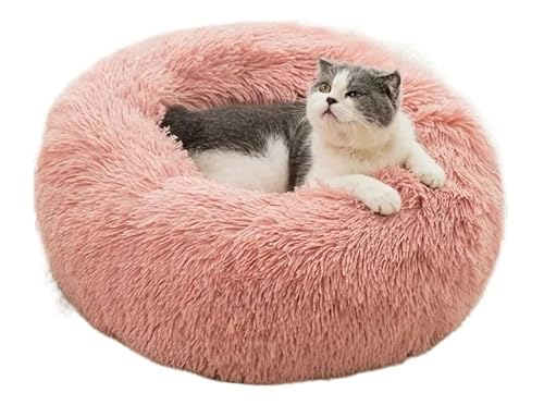 Hundebett Hundekorb Katzenbett Hundekörbchen Katzenbett, Hundebett, Katzenbett, Haustierbett, Donut-Bett Für Katzen Und Hunde, Rundes Kunstpelz-Haustiernest Mit Flusen Haustierbett Hundesofa ( Color : von UTOQIA