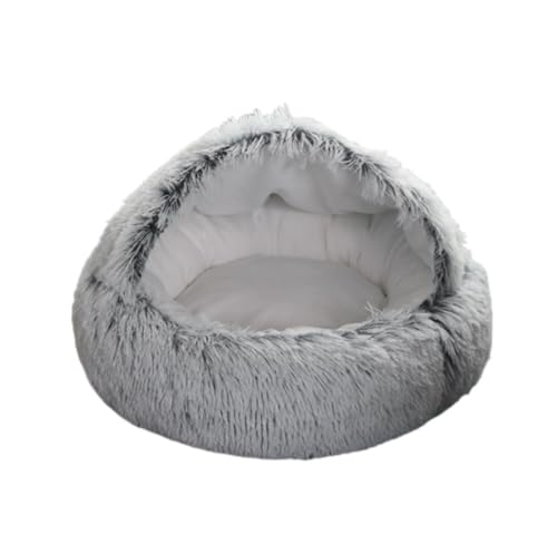 Hundebett Hundekorb Katzenbett Hundekörbchen Weiches, Rundes Plüsch-Kunstfell-Haustierbett Für Katzen Oder Kleine Hunde, Anti-Angst-Katzenbett, Welpenbett, Waschbar Haustierbett Hundesofa ( Color : A von UTOQIA