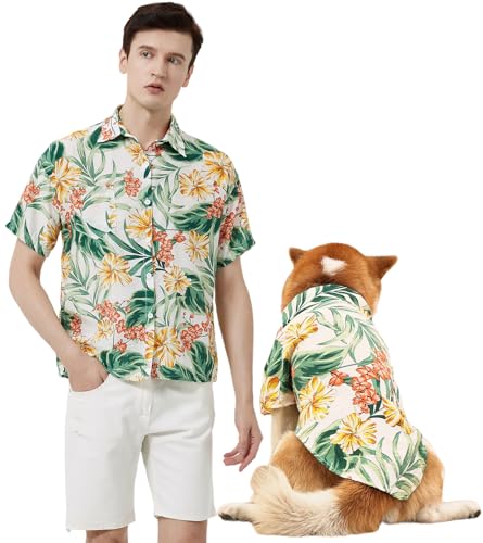 Hunde-Shirt, Hawaii-Hunde- und Katzen-Sommer-T-Shirts, Hunde-Stil, Blumenmuster, atmungsaktiv, coole Kleidung, Hawaii-Hemden für Hunde und Katzen, Besitzer und Haustier-Shirts sind separat erhältlich von UUREED