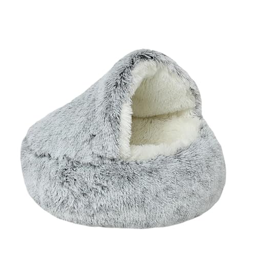 UVDS 2 In 1 Haustier Hund Katze Bett Runde Plüsch Katze Warme Bett Haus Weiche Lange Plüsch Bett for Kleine Hunde Katzen Nest Donut Wärmende Schlafen Bett (Color : Gray Long Plush, Size : 100cm) von UVDS