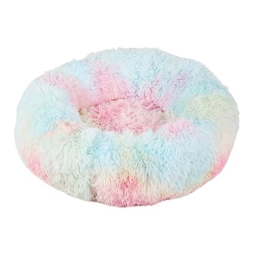 UVDS Katzenbett Haus Donut Rundes Sofa Zubehör Winter Haustierzubehör Warme Produkte Kissen Korb Kätzchen Matte for Katzenhundebetten (Color : Colorful, Size : 40cm) von UVDS